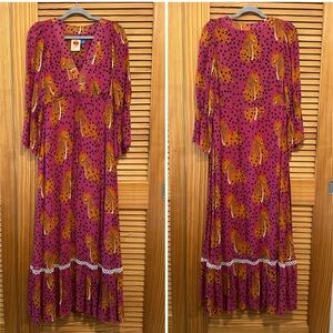 Farm Rio x Anthropologie Cheetah Ruffle Maxi Dress size small